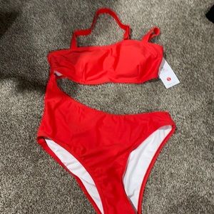 Cup she swim read cut out one piece swimsuit